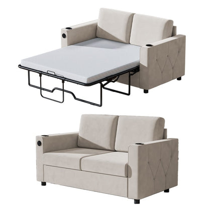 Mixoy Pull Out Sofa Bed,Sleeper Sofa Couch with Memory Foam Mattress,Cup Holder,USB,Pull Out Couch Bed