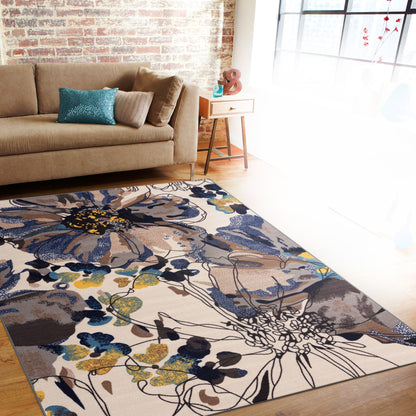 World Rug Gallery Moderner, rutschfester Teppich mit leuchtenden Blumen, mehrfarbig