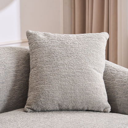 Modern Chenille L-Shaped Modular Sectional Sofa with Curved Chaise and 4 Pillows for Living Room