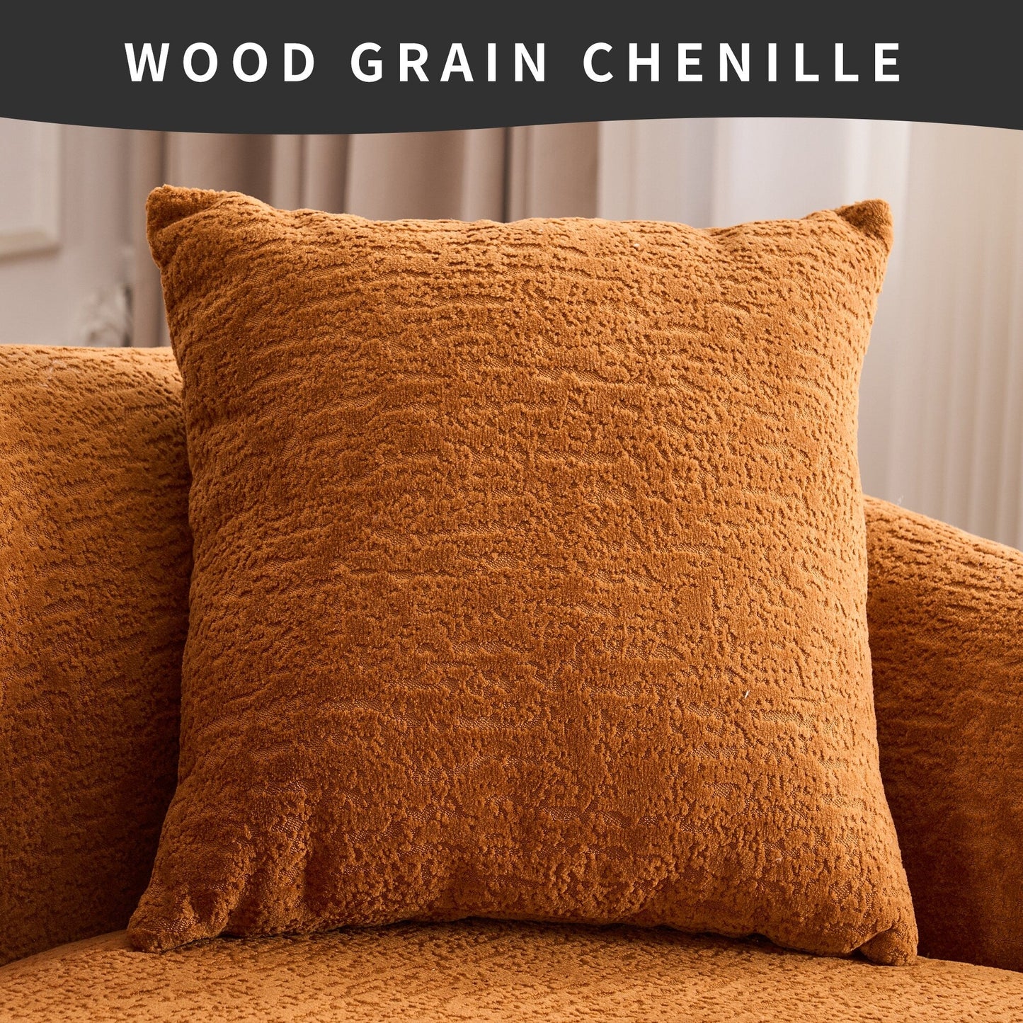 Modern Chenille L-Shaped Modular Sectional Sofa with Curved Chaise and 4 Pillows for Living Room