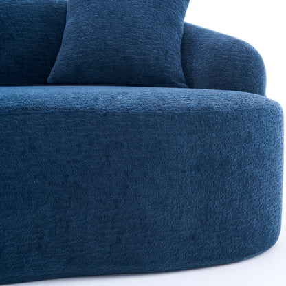 Modern Chenille L-Shaped Modular Sectional Sofa with Curved Chaise and 4 Pillows for Living Room
