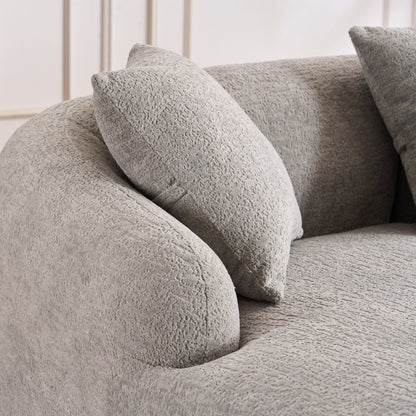 Modern Chenille L-Shaped Modular Sectional Sofa with Curved Chaise and 4 Pillows for Living Room