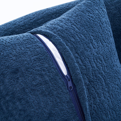Modern Chenille L-Shaped Modular Sectional Sofa with Curved Chaise and 4 Pillows for Living Room
