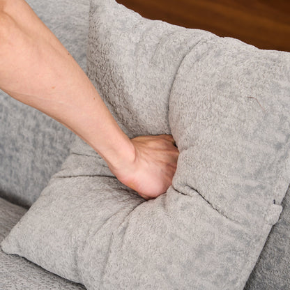 Modern Chenille L-Shaped Modular Sectional Sofa with Curved Chaise and 4 Pillows for Living Room