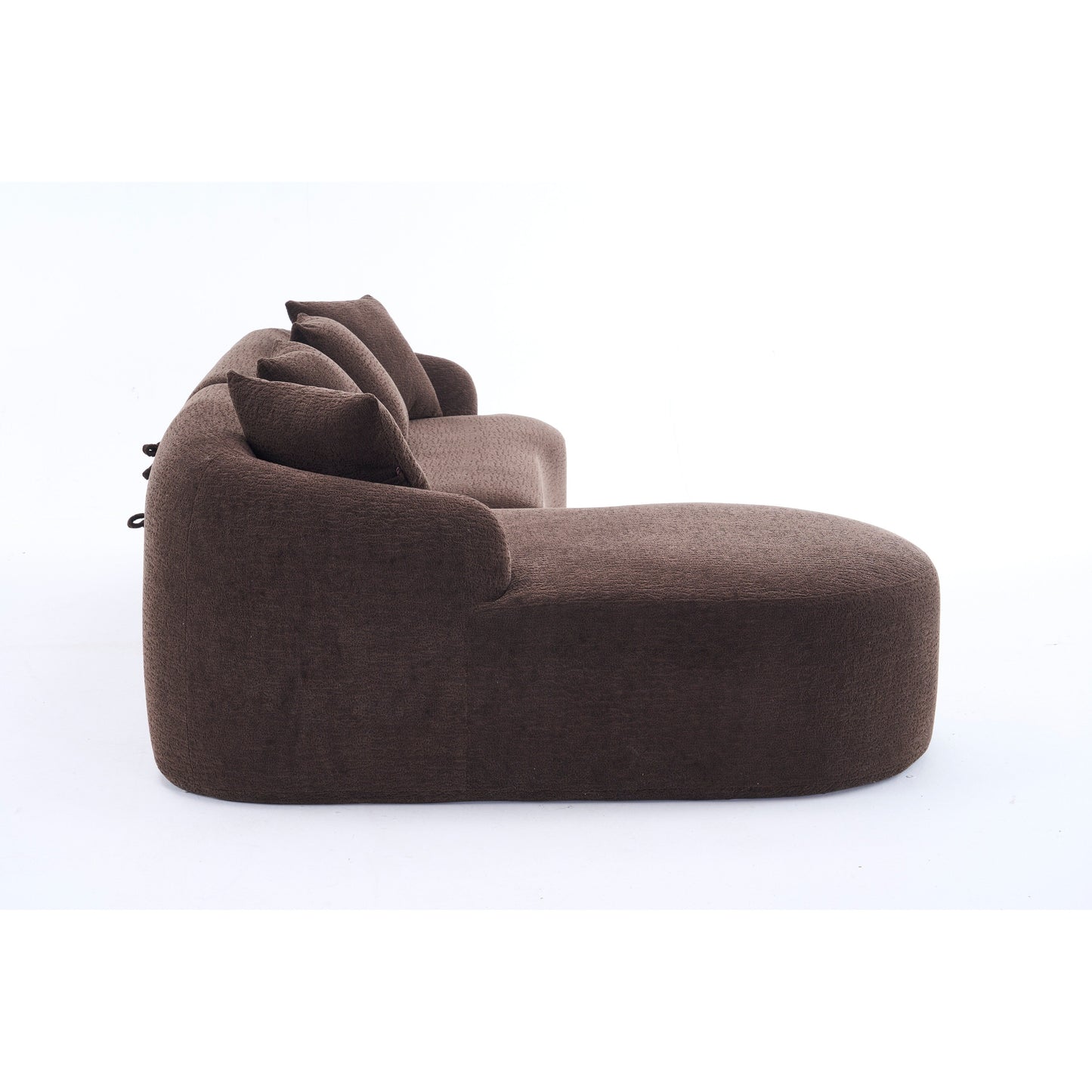 Modern Chenille L-Shaped Modular Sectional Sofa with Curved Chaise and 4 Pillows for Living Room