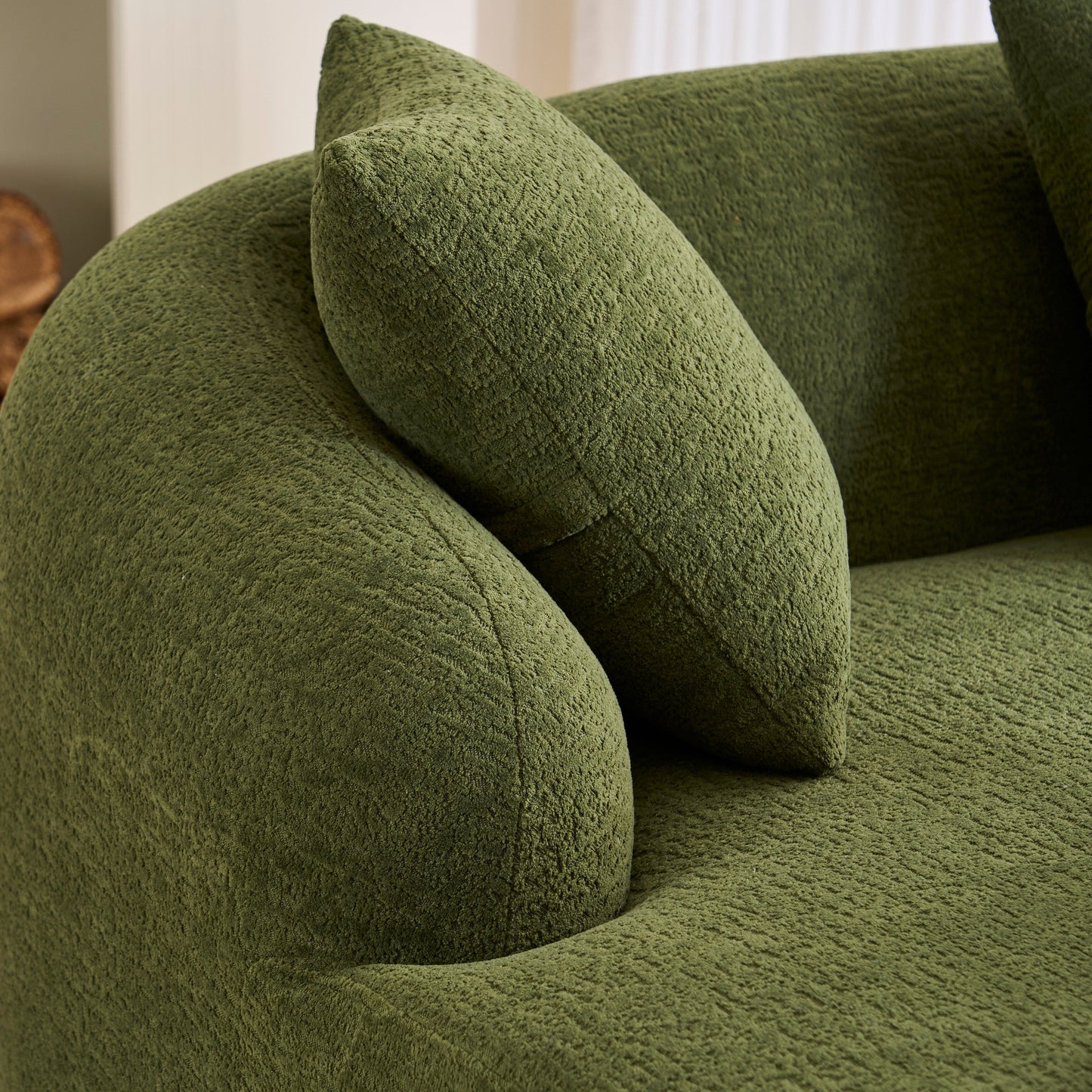 Modern Chenille L-Shaped Modular Sectional Sofa with Curved Chaise and 4 Pillows for Living Room