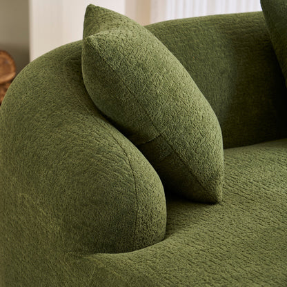 Modern Chenille L-Shaped Modular Sectional Sofa with Curved Chaise and 4 Pillows for Living Room