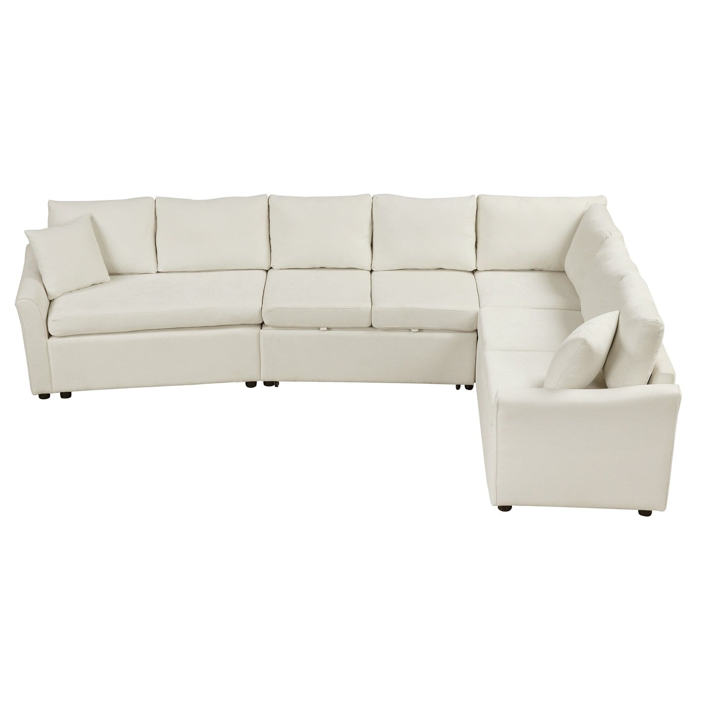 Modern Chenille L-Shaped Sectional Sofa with Pull-Out Bed, USB Charging Ports and Power Outlets for Living Room