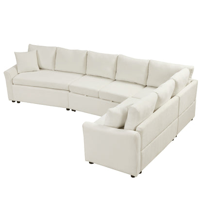 Modern Chenille L-Shaped Sectional Sofa with Pull-Out Bed, USB Charging Ports and Power Outlets for Living Room