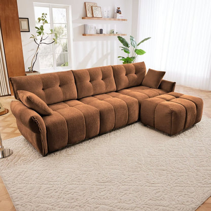 Modern Chenille Sofa, Solid Wood Frame with High Elasticity Cushion