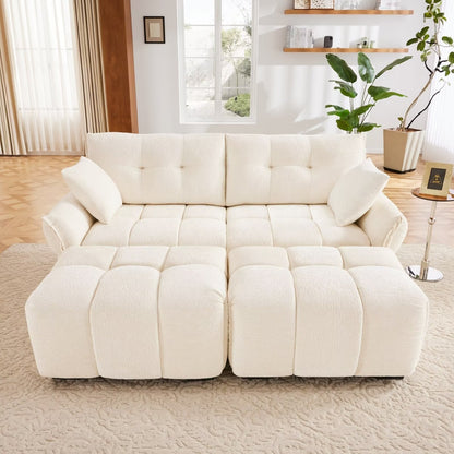 Modern Chenille Sofa, Solid Wood Frame with High Elasticity Cushion