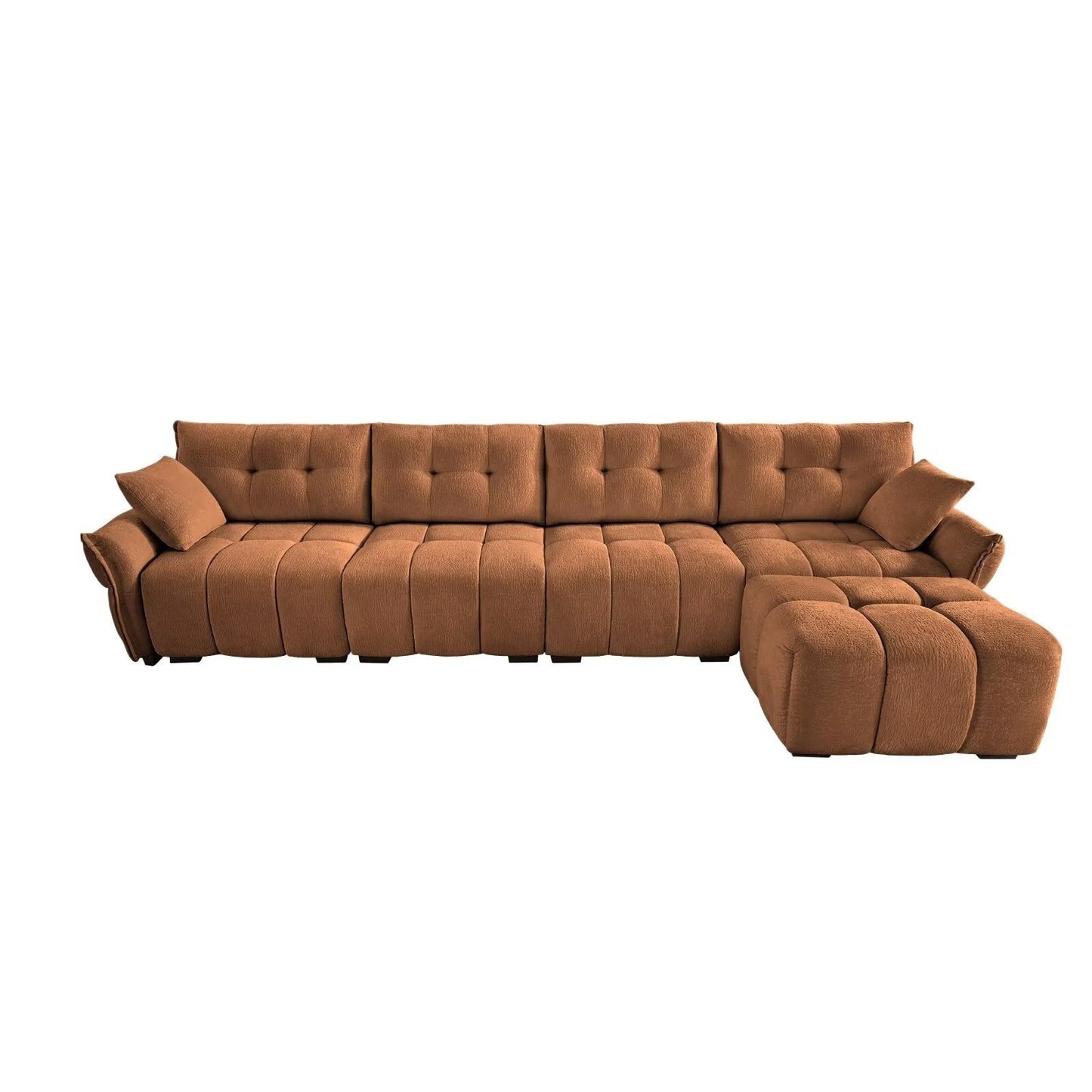 Modern Chenille Sofa, Solid Wood Frame with High Elasticity Cushion