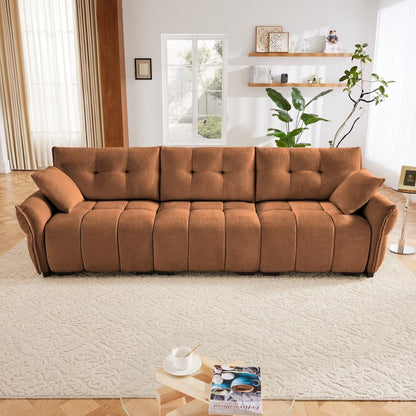 Modern Chenille Sofa, Solid Wood Frame with High Elasticity Cushion