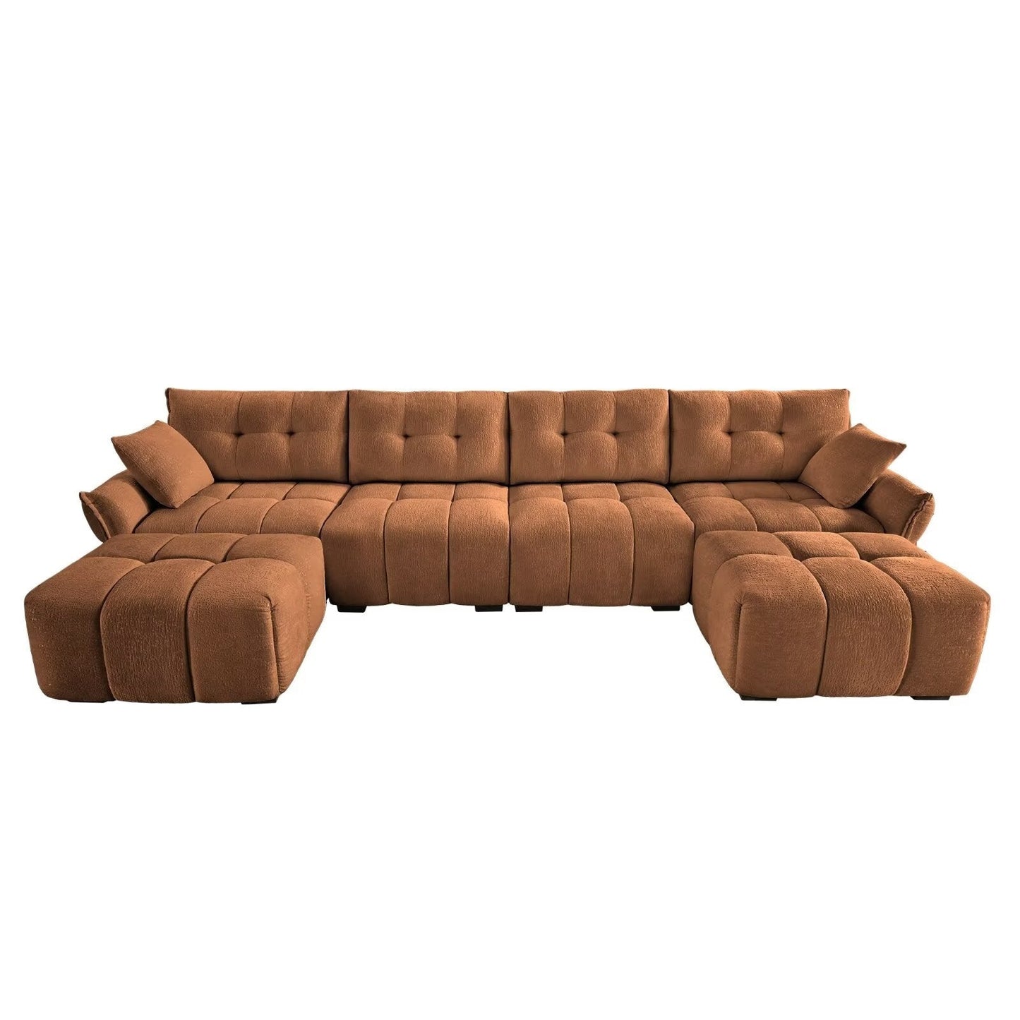 Modern Chenille Sofa, Solid Wood Frame with High Elasticity Cushion