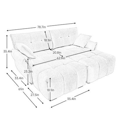 Modern Chenille Sofa, Solid Wood Frame with High Elasticity Cushion
