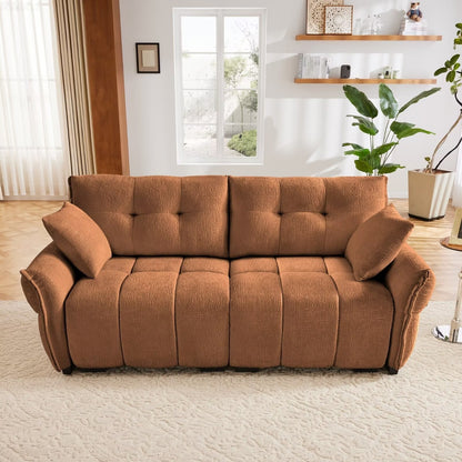 Modern Chenille Sofa, Solid Wood Frame with High Elasticity Cushion