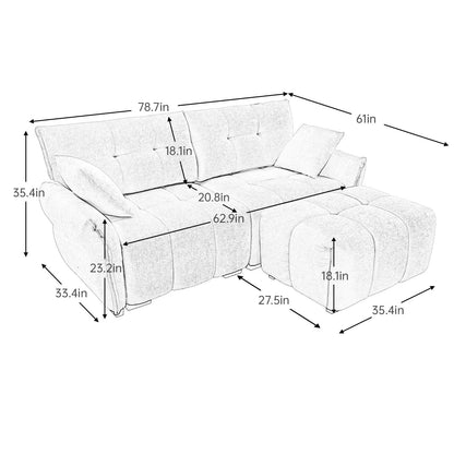 Modern Chenille Sofa, Solid Wood Frame with High Elasticity Cushion