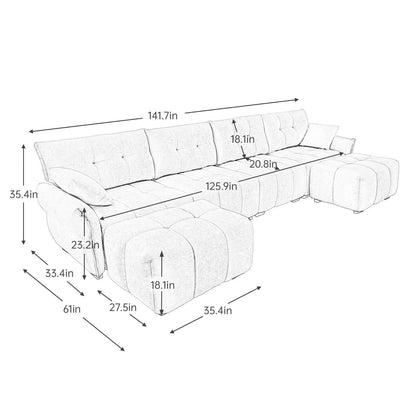 Modern Chenille Sofa, Solid Wood Frame with High Elasticity Cushion