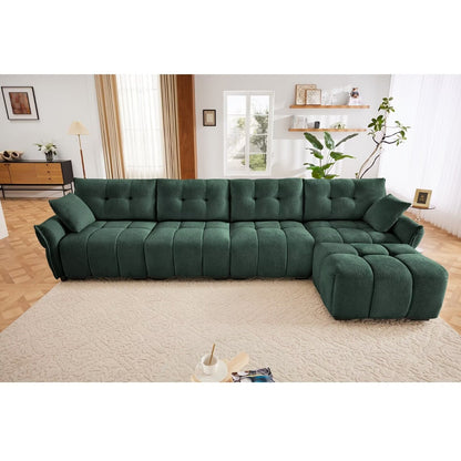 Modern Chenille Sofa, Solid Wood Frame with High Elasticity Cushion