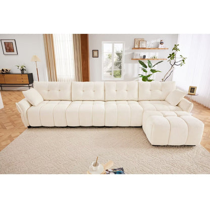 Modern Chenille Sofa, Solid Wood Frame with High Elasticity Cushion