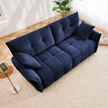 Modern Chenille Sofa, Solid Wood Frame with High Elasticity Cushion