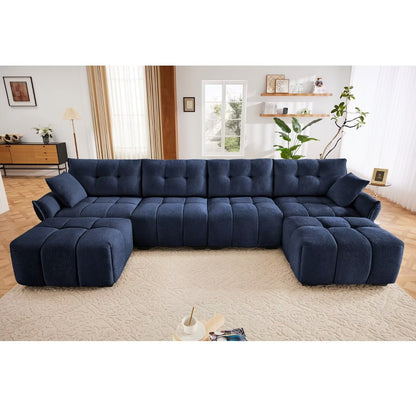 Modern Chenille Sofa, Solid Wood Frame with High Elasticity Cushion