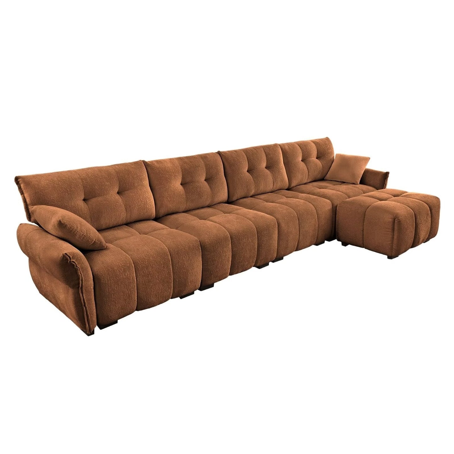 Modern Chenille Sofa, Solid Wood Frame with High Elasticity Cushion