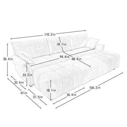 Modern Chenille Sofa, Solid Wood Frame with High Elasticity Cushion