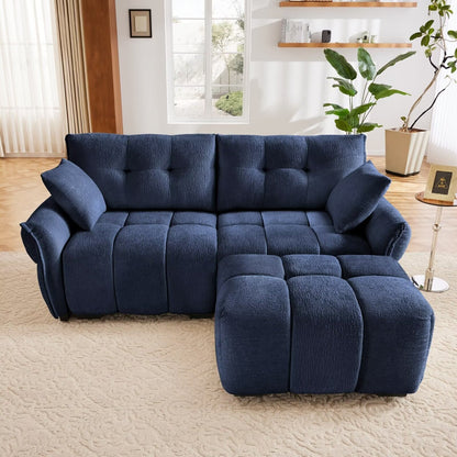 Modern Chenille Sofa, Solid Wood Frame with High Elasticity Cushion