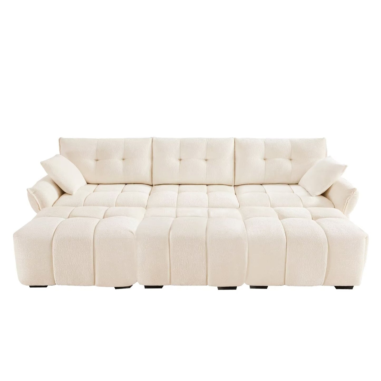 Modern Chenille Sofa, Solid Wood Frame with High Elasticity Cushion