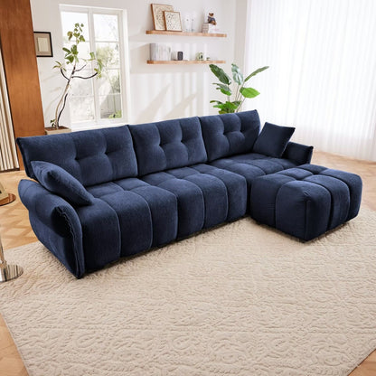 Modern Chenille Sofa, Solid Wood Frame with High Elasticity Cushion