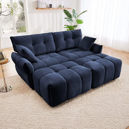 Modern Chenille Sofa, Solid Wood Frame with High Elasticity Cushion