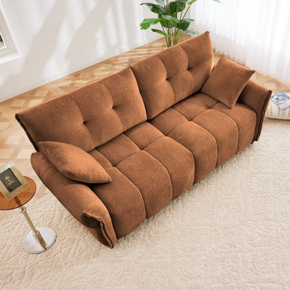 Modern Chenille Sofa, Solid Wood Frame with High Elasticity Cushion