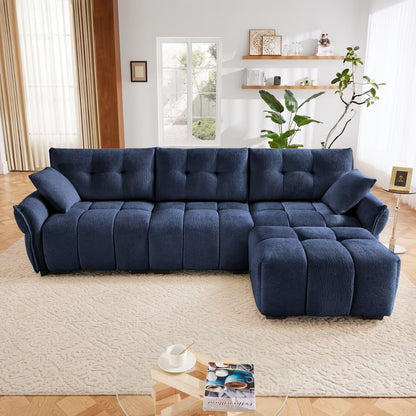 Modern Chenille Sofa, Solid Wood Frame with High Elasticity Cushion