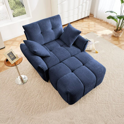 Modern Chenille Sofa, Solid Wood Frame with High Elasticity Cushion