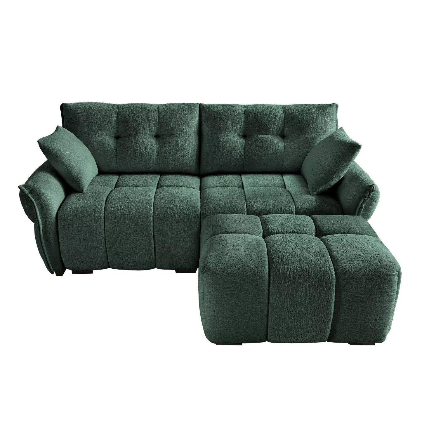 Modern Chenille Sofa, Solid Wood Frame with High Elasticity Cushion