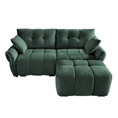 Modern Chenille Sofa, Solid Wood Frame with High Elasticity Cushion