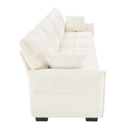 Modern Chenille Sofa, Solid Wood Frame with High Elasticity Cushion