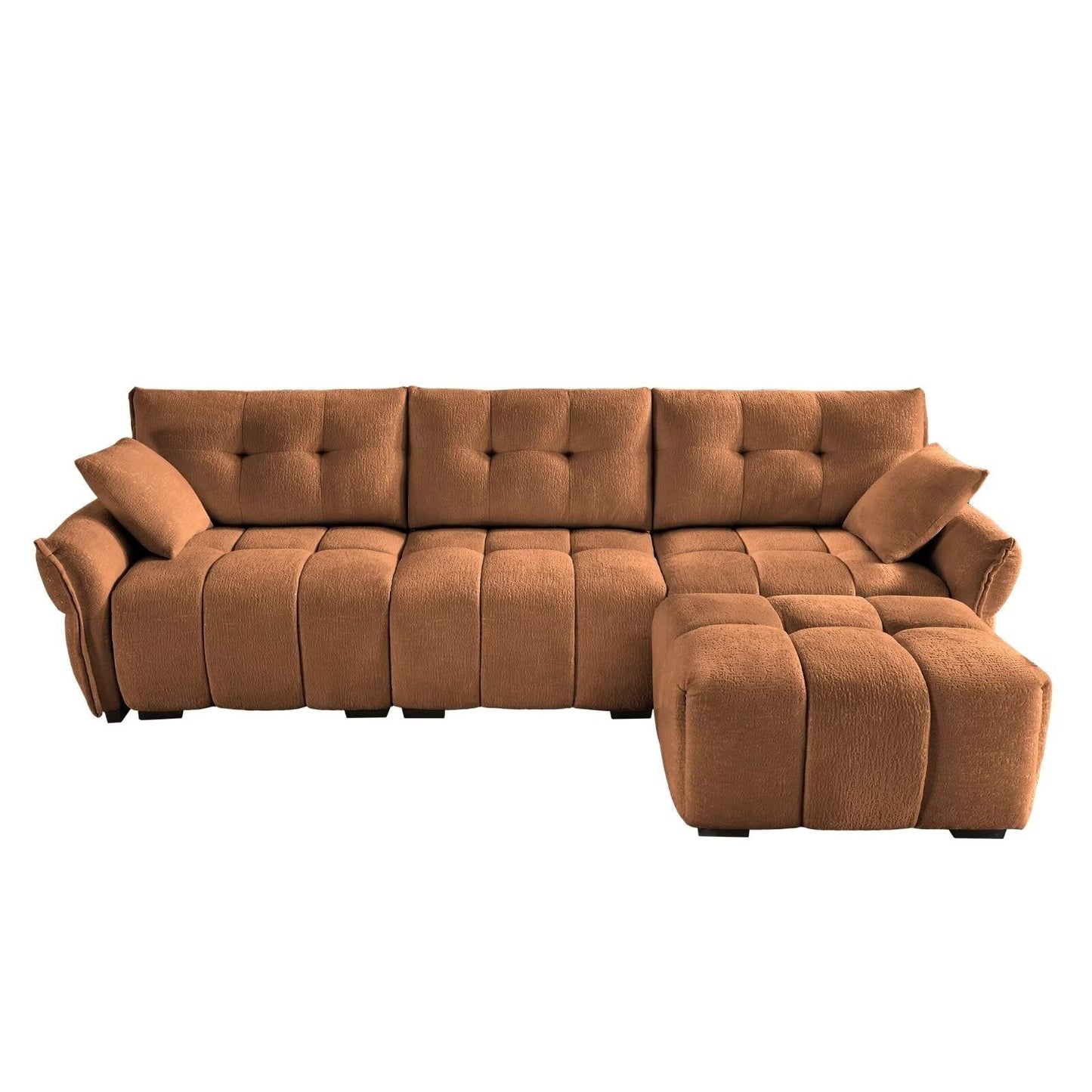 Modern Chenille Sofa, Solid Wood Frame with High Elasticity Cushion