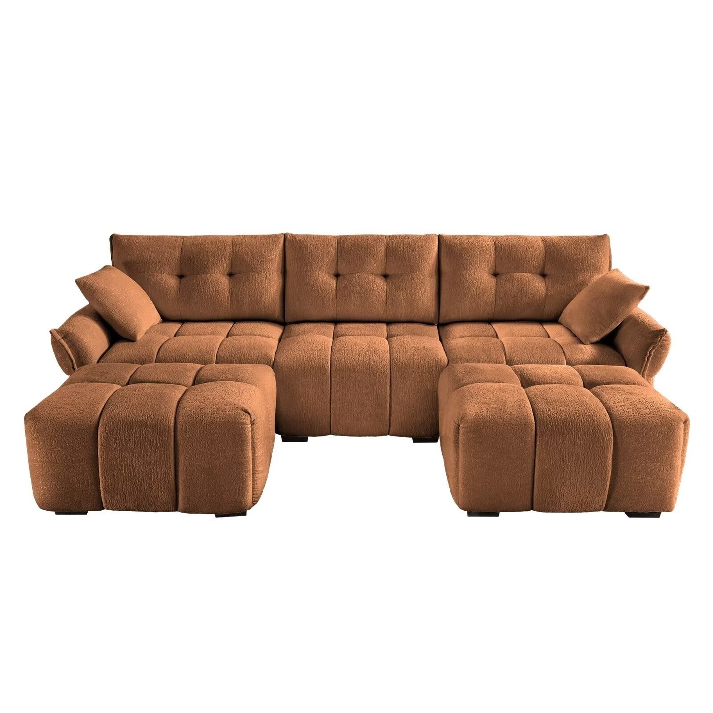 Modern Chenille Sofa, Solid Wood Frame with High Elasticity Cushion