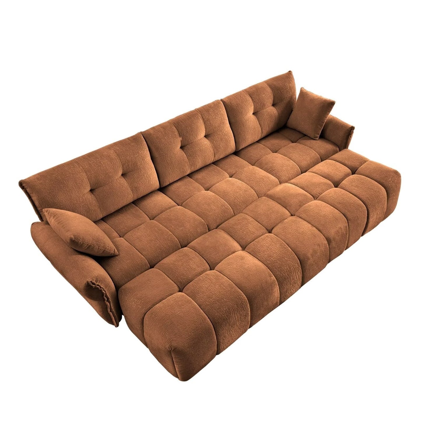 Modern Chenille Sofa, Solid Wood Frame with High Elasticity Cushion