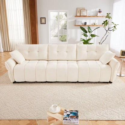 Modern Chenille Sofa, Solid Wood Frame with High Elasticity Cushion