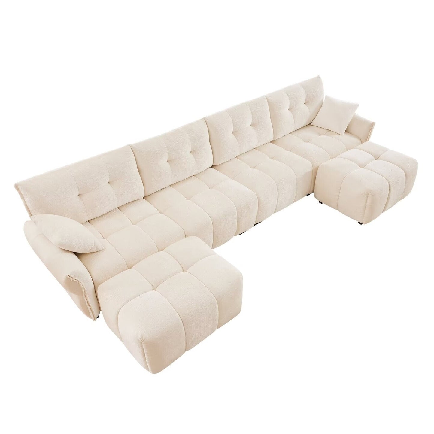 Modern Chenille Sofa, Solid Wood Frame with High Elasticity Cushion