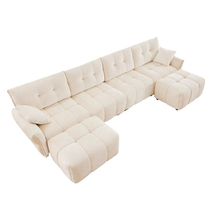 Modern Chenille Sofa, Solid Wood Frame with High Elasticity Cushion