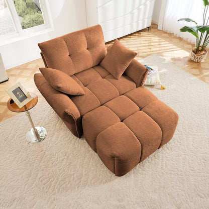 Modern Chenille Sofa, Solid Wood Frame with High Elasticity Cushion