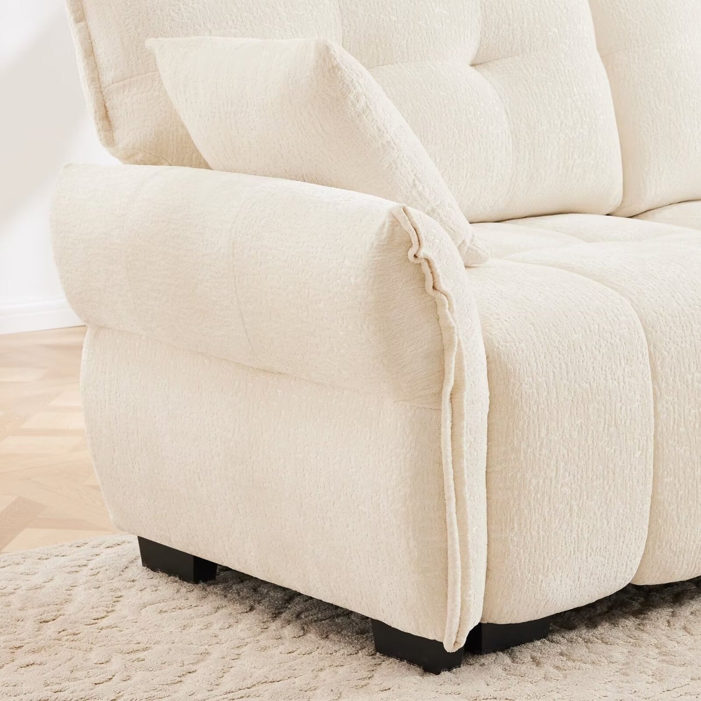 Modern Chenille Sofa, Solid Wood Frame with High Elasticity Cushion