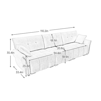 Modern Chenille Sofa, Solid Wood Frame with High Elasticity Cushion