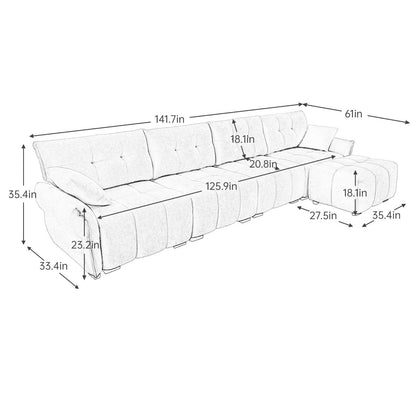 Modern Chenille Sofa, Solid Wood Frame with High Elasticity Cushion