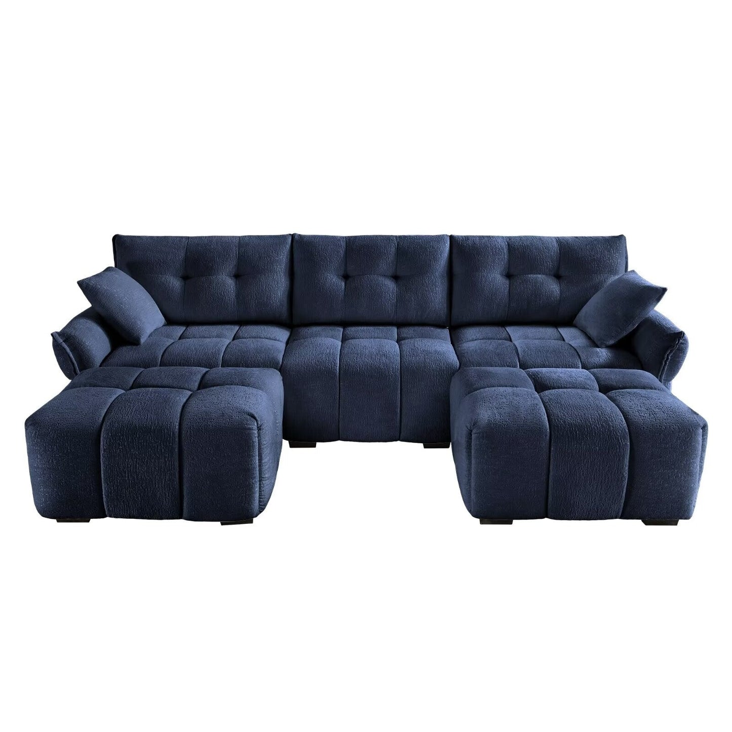Modern Chenille Sofa, Solid Wood Frame with High Elasticity Cushion