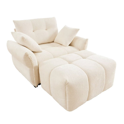 Modern Chenille Sofa, Solid Wood Frame with High Elasticity Cushion